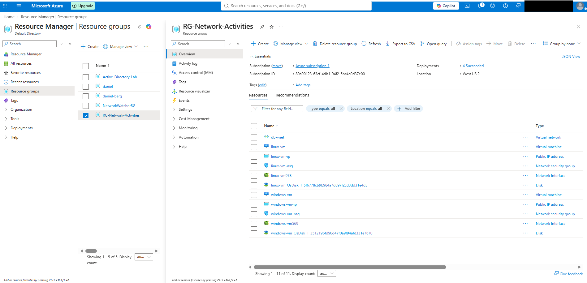 Azure network environment